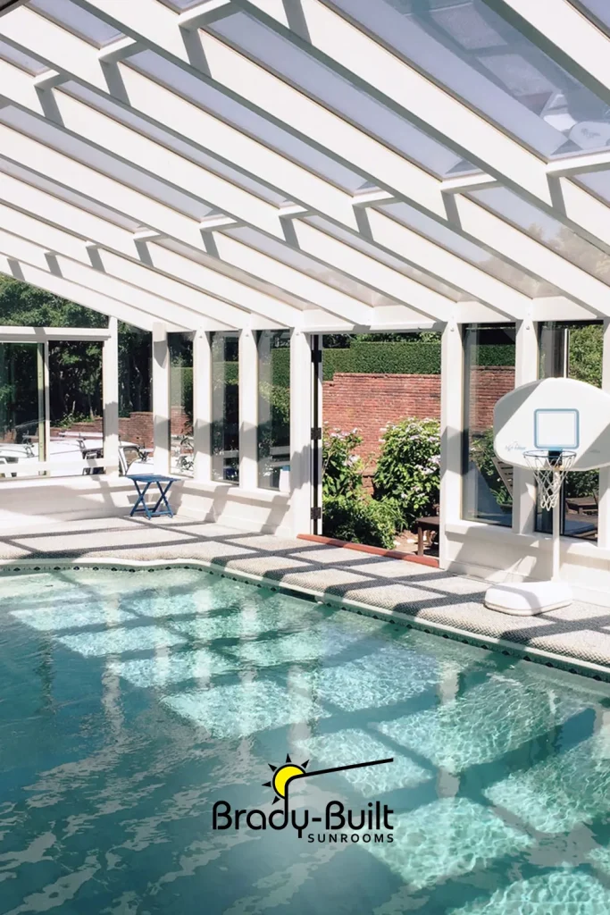 All Season Pool Enclosure, White, Lots of Light. Massachusetts